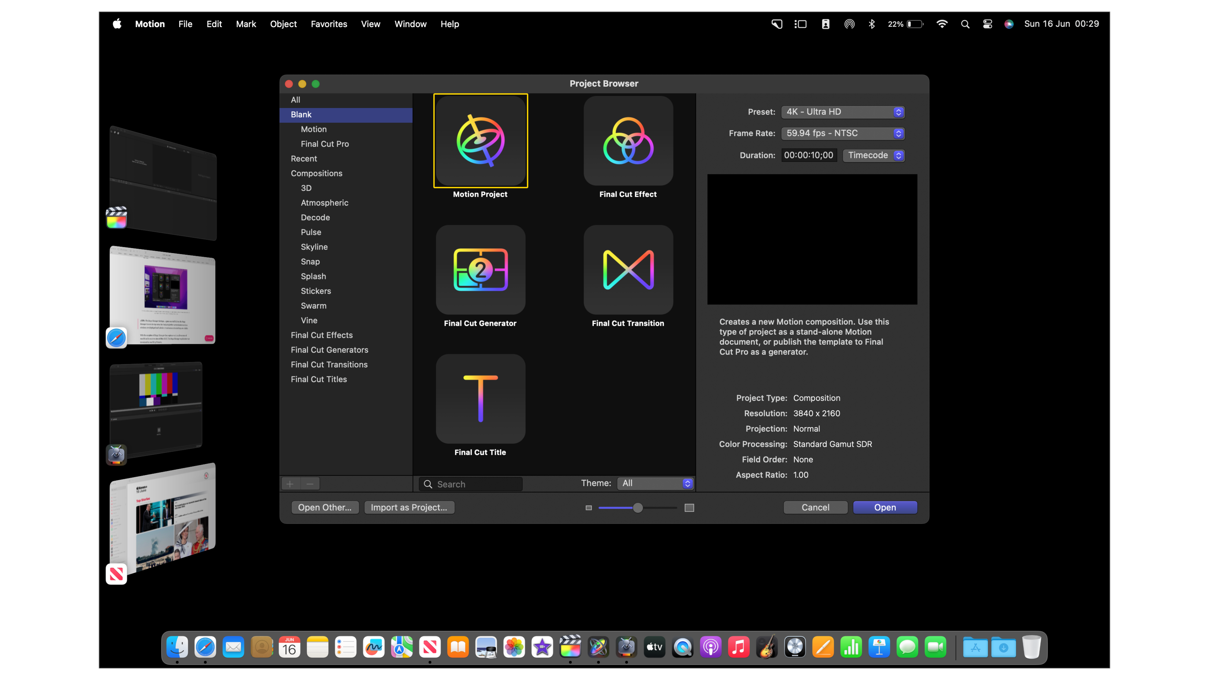 The view of the screen once Stage Manager is active showing open applications on the left-hand side whilst the application currently being used is displayed on screen.